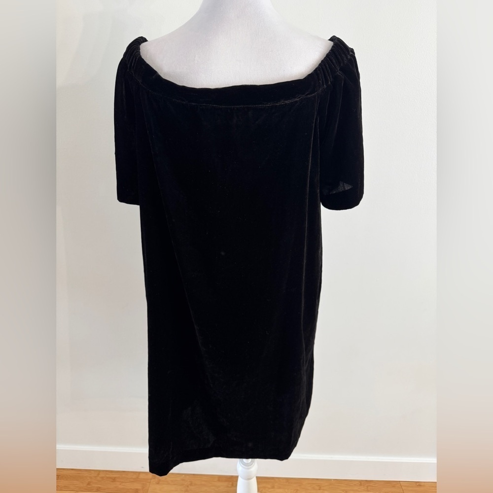 Loft Dress women’s Black Cocktail Velour Off Shoulder Short Sleeve - Picture 5 of 7